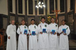 Brothers who take their first vows at the chapel of Brothers FIC in Muntilan.