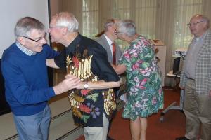 Kees receiving greetings form his fellow brothers.