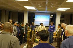 evening prayer led by Eko and Pato