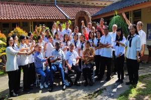 Bros. Augustine and Theo together with teachers and staff in Klaten