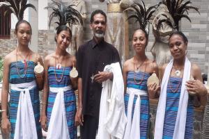 Bro. Zeca and students wearing traditional custom of Timor Leste